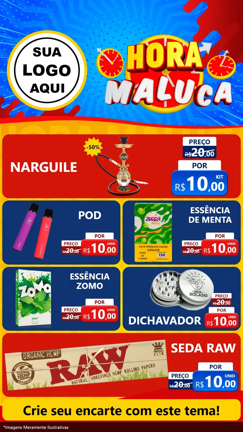Modelo de TV para TV Vertical com o tema Hora Maluca para Tabacaria