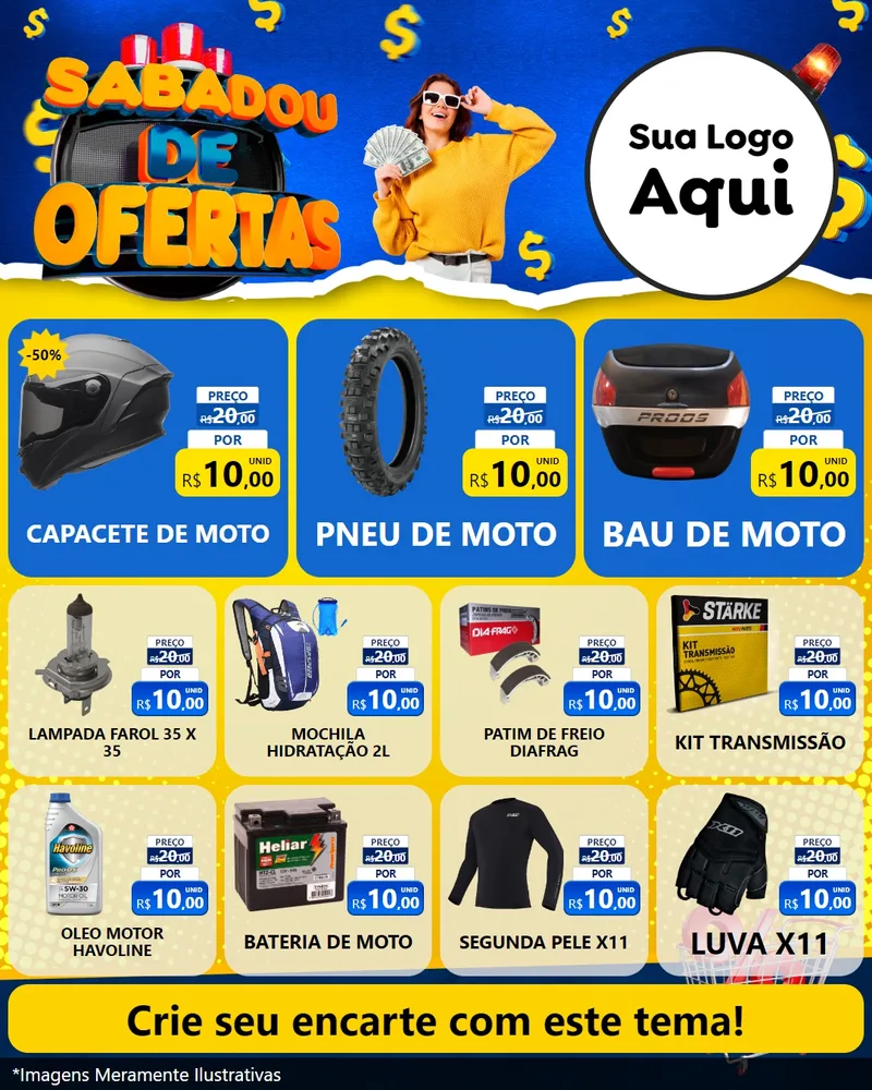 Modelo de Rede Social para Feed Instagram com o tema Sabadou de Ofertas para Moto peças