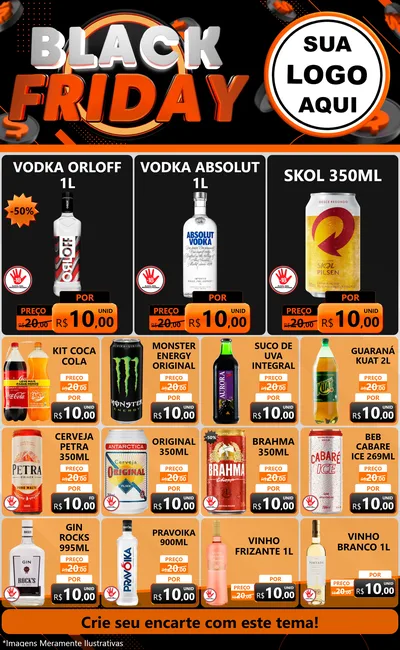 Modelo de Encarte para Encarte Grande com o tema Black Friday para Distribuidora de bebidas