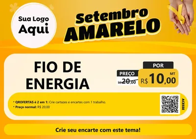 Modelo de Cartaz para Cartaz A4 Horizontal com o tema Setembro Amarelo para Materiais Elétricos