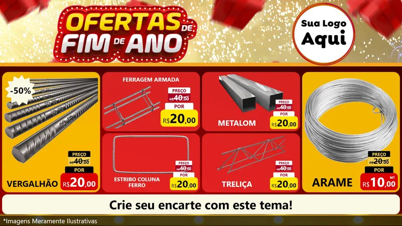 Modelo de TV para TV Horizontal com o tema Ofertas de Fim de Ano para Ferragens