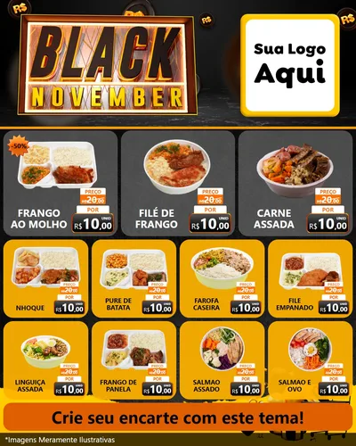 Modelo de Rede Social para Feed Instagram com o tema Black November para Restaurante