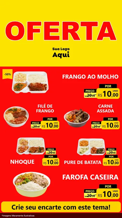 Modelo de TV para TV Vertical com o tema OFERTA - Vermelho Cartaz para Restaurante