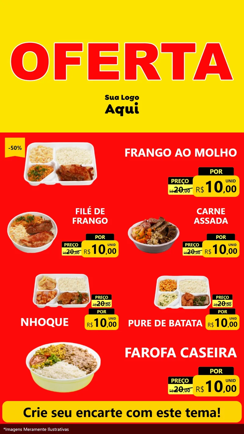 Modelo de TV para TV Vertical com o tema OFERTA - Vermelho Cartaz para Restaurante