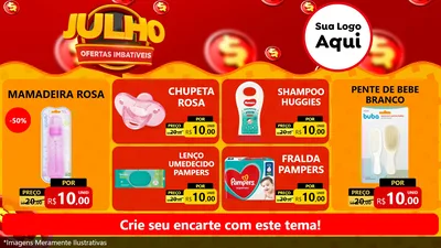 Modelo de TV para TV Horizontal com o tema Julho Ofertas Imbatíveis para Bebês