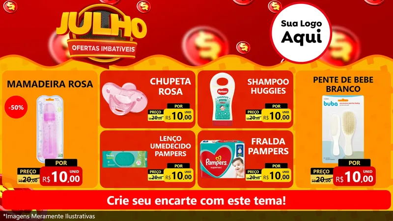 Modelo de TV para TV Horizontal com o tema Julho Ofertas Imbatíveis para Bebês