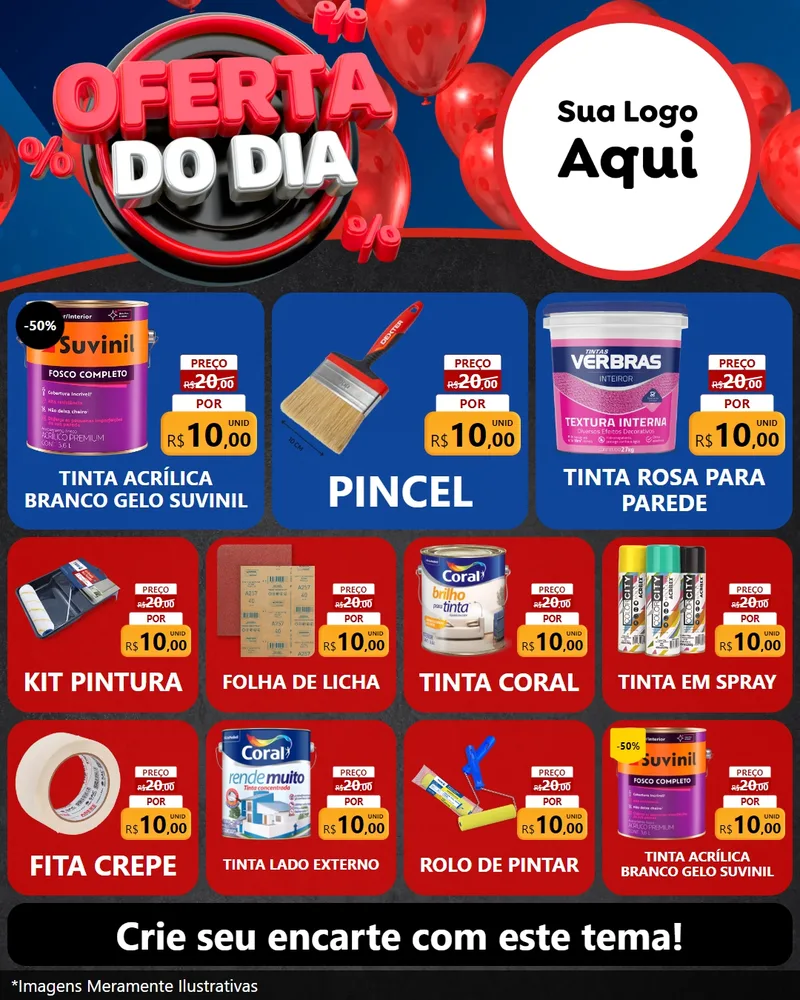 Modelo de Rede Social para Feed Instagram com o tema Oferta do Dia para Tintas e Ferramentas