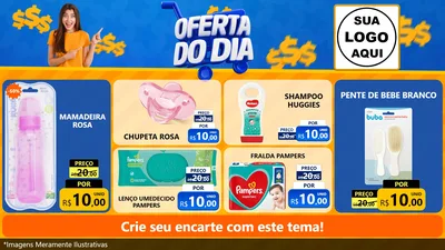 Modelo de TV para TV Horizontal com o tema Oferta do Dia para Bebês