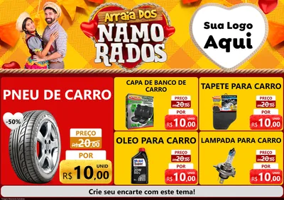 Modelo de Encarte para Encarte A4 Horizontal com o tema Arraiá dos Namorados para Auto peças