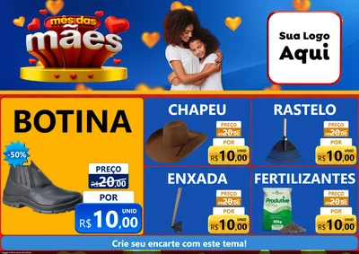 Modelo de Encarte para Encarte A4 Horizontal com o tema Mês das Mães para Agropecuária
