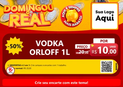 Modelo de Cartaz para Cartaz A4 Horizontal com o tema Domingou do Real para Distribuidora de bebidas