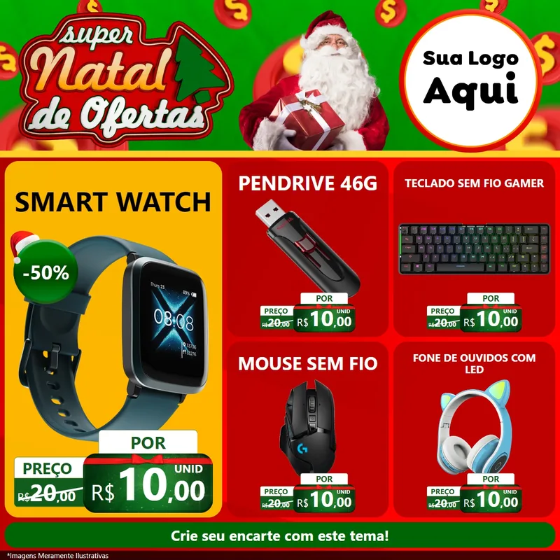 Modelo de Rede Social para Feed Facebook com o tema Super Natal de Ofertas para Informática