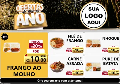 Modelo de Encarte para Encarte A4 Horizontal com o tema Ofertas de Fim de Ano para Restaurante