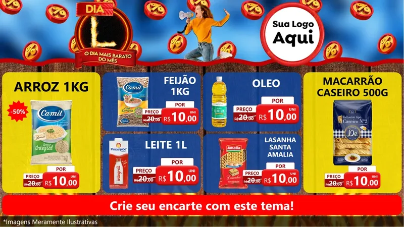 Modelo de TV para TV Horizontal com o tema Dia L - O Dia Mais Barato Do Mês para Supermercado
