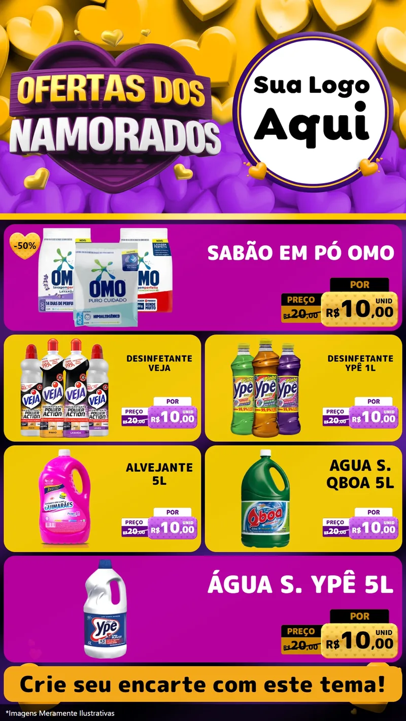 Modelo de TV para TV Vertical com o tema Oferta Dos Namorados para Produtos de Limpeza