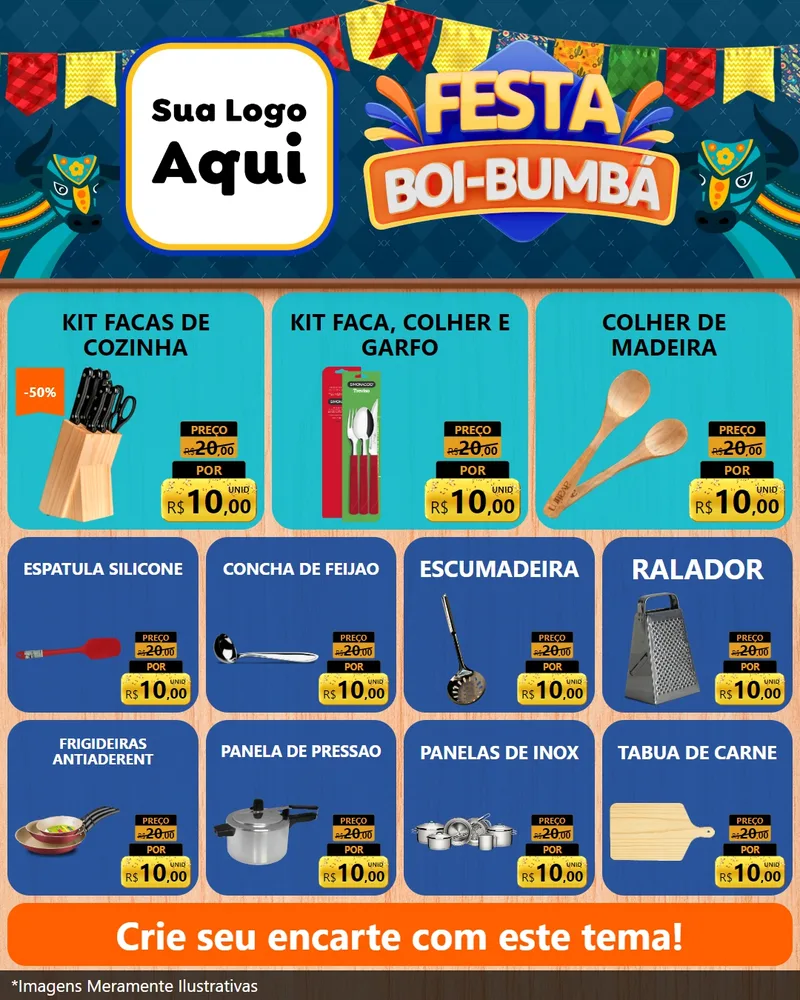 Modelo de Rede Social para Feed Instagram com o tema Festa Boi Bumbá para Utilidades Domésticas