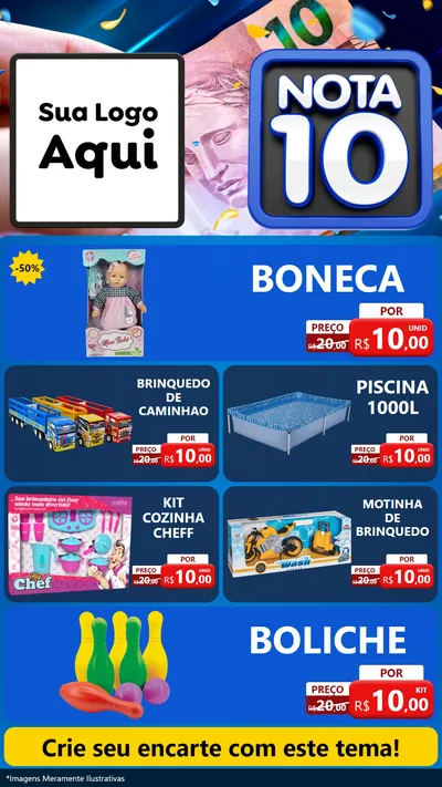 Modelo de TV para TV Vertical com o tema Nota 10 para Brinquedos
