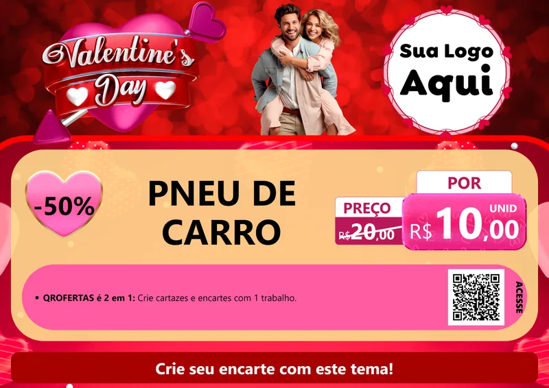 Modelo de Cartaz para Cartaz A4 Horizontal com o tema Valentine's Day para Auto peças