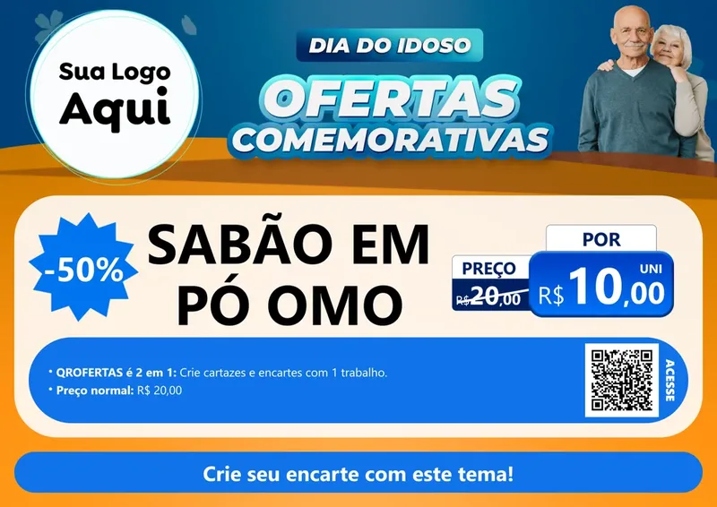 Modelo de Cartaz para Cartaz A4 Horizontal com o tema Dia do Idoso para Produtos de Limpeza