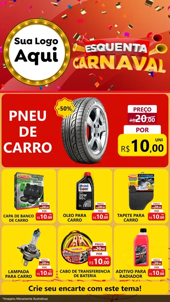 Modelo de Rede Social para Stories com o tema Esquenta Carnaval para Auto peças