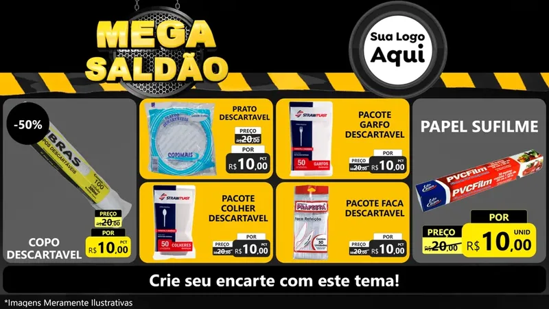 Modelo de TV para TV Horizontal com o tema Mega Saldão para Embalagens