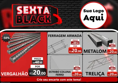 Modelo de Encarte para Encarte A4 Horizontal com o tema Sexta Black para Ferragens