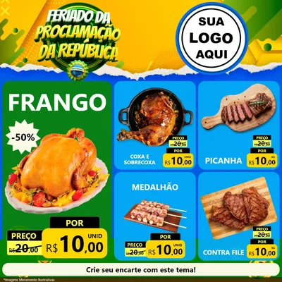 Modelo de Rede Social para Feed Facebook com o tema Feriado da Proclamação da República para Assados