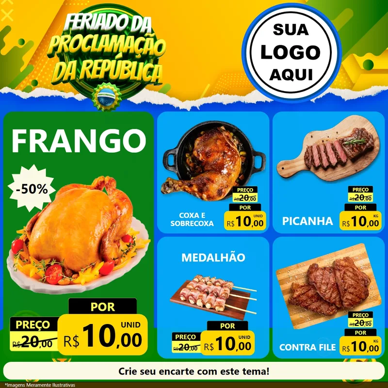 Modelo de Rede Social para Feed Facebook com o tema Feriado da Proclamação da República para Assados