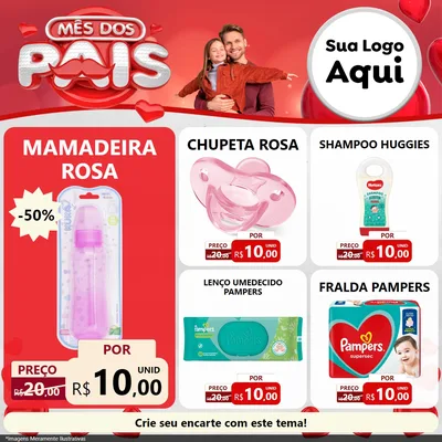 Modelo de Rede Social para Feed Facebook com o tema Mês dos Pais para Bebês
