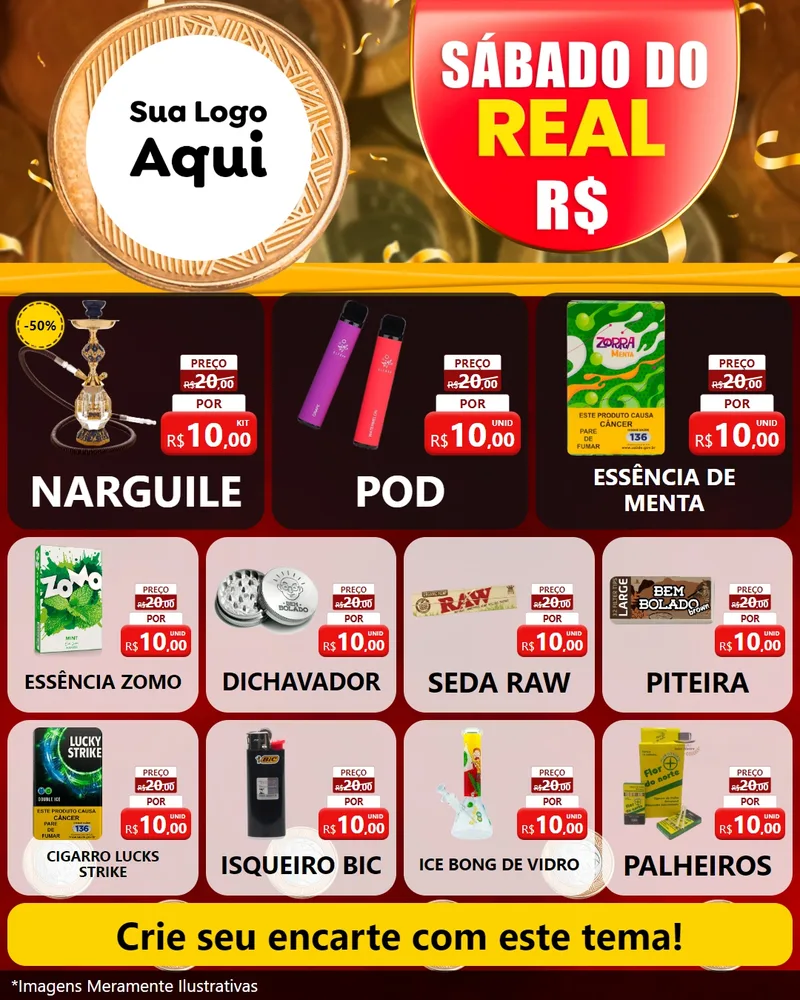Modelo de Rede Social para Feed Instagram com o tema Sábado do Real para Tabacaria