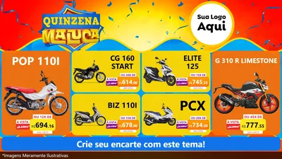 Modelo de TV para TV Horizontal com o tema Quinzena Maluca para Concessionaria de Motos