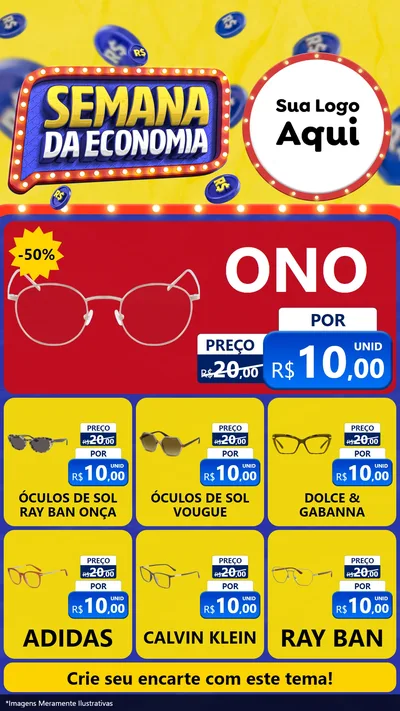 Modelo de Rede Social para Stories com o tema Semana da Economia para Óticas