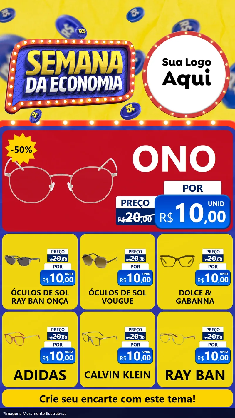 Modelo de Rede Social para Stories com o tema Semana da Economia para Óticas
