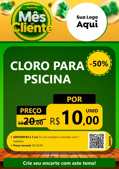 Modelo de Cartaz para Cartaz A4 Vertical com o tema Especial Mês do Cliente para Produtos para Piscina