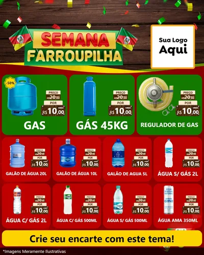 Modelo de Rede Social para Feed Instagram com o tema Semana Farroupilha para Água e gás