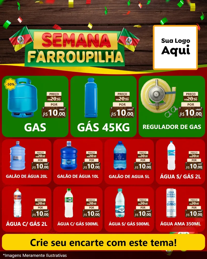 Modelo de Rede Social para Feed Instagram com o tema Semana Farroupilha para Água e gás
