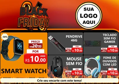 Modelo de Encarte para Encarte A4 Horizontal com o tema Black Friday para Informática