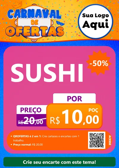 Modelo de Cartaz para Cartaz A4 Vertical com o tema Carnaval de Ofertas para Comida japonesa