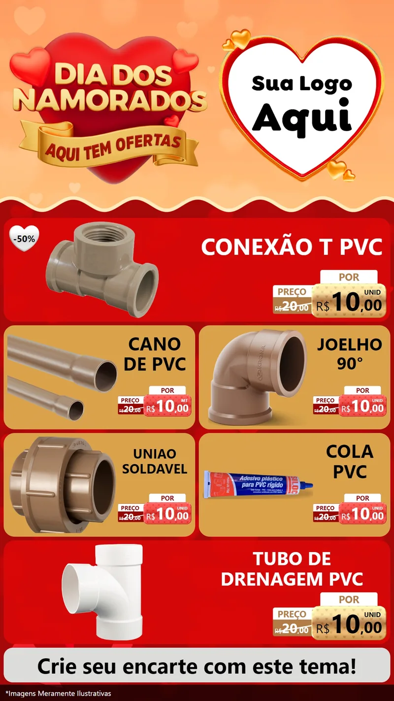 Modelo de TV para TV Vertical com o tema Dia dos Namorados - Aqui Tem Ofertas para Tubos e conexões