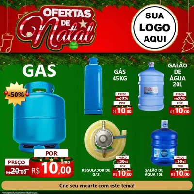 Modelo de Rede Social para Feed Facebook com o tema Ofertas de Natal para Água e gás