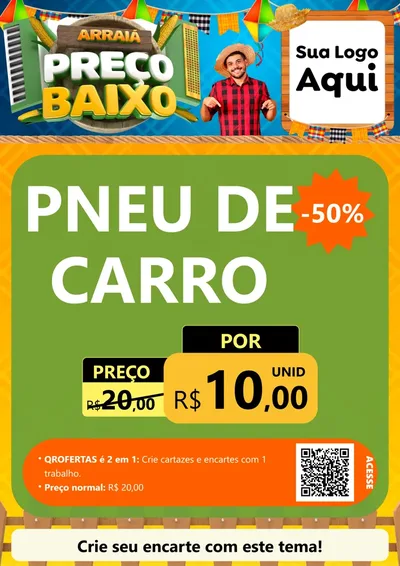 Modelo de Cartaz para Cartaz A4 Vertical com o tema Arraiá de Preço Baixo - Junina para Auto peças