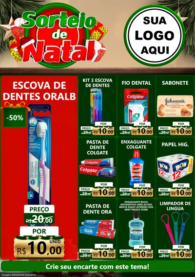 Modelo de Encarte para Encarte A4 Vertical com o tema Sorteio de Natal para Higiene Pessoal