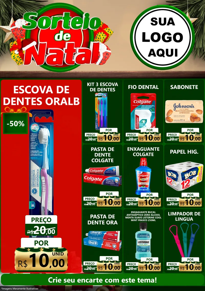Modelo de Encarte para Encarte A4 Vertical com o tema Sorteio de Natal para Higiene Pessoal