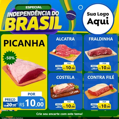 Modelo de Rede Social para Feed Facebook com o tema Especial Independência do Brasil para Açougue