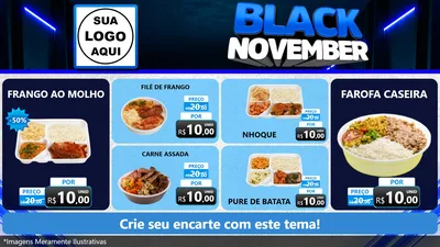 Modelo de TV para TV Horizontal com o tema Black November para Restaurante
