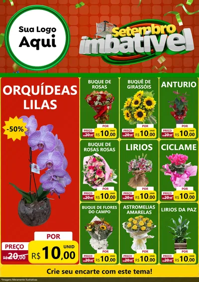 Modelo de Encarte para Encarte A4 Vertical com o tema Setembro Imbatível para Floricultura e jardim