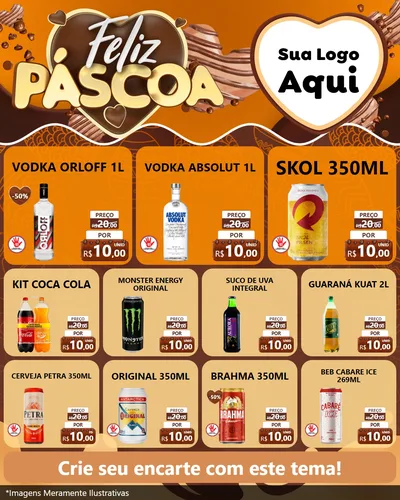Modelo de Rede Social para Feed Instagram com o tema Feliz Páscoa para Distribuidora de bebidas