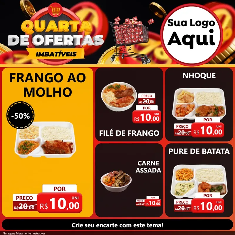 Modelo de Rede Social para Feed Facebook com o tema Quarta de Ofertas Imbatíveis para Restaurante