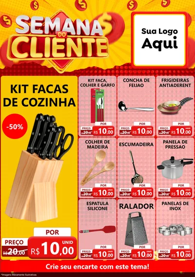 Modelo de Encarte para Encarte A4 Vertical com o tema Semana do Cliente para Utilidades Domésticas