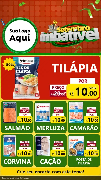 Modelo de Rede Social para Stories com o tema Setembro Imbatível para Peixaria